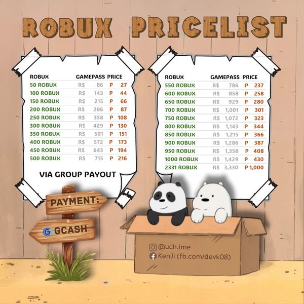 Robux Pricelist